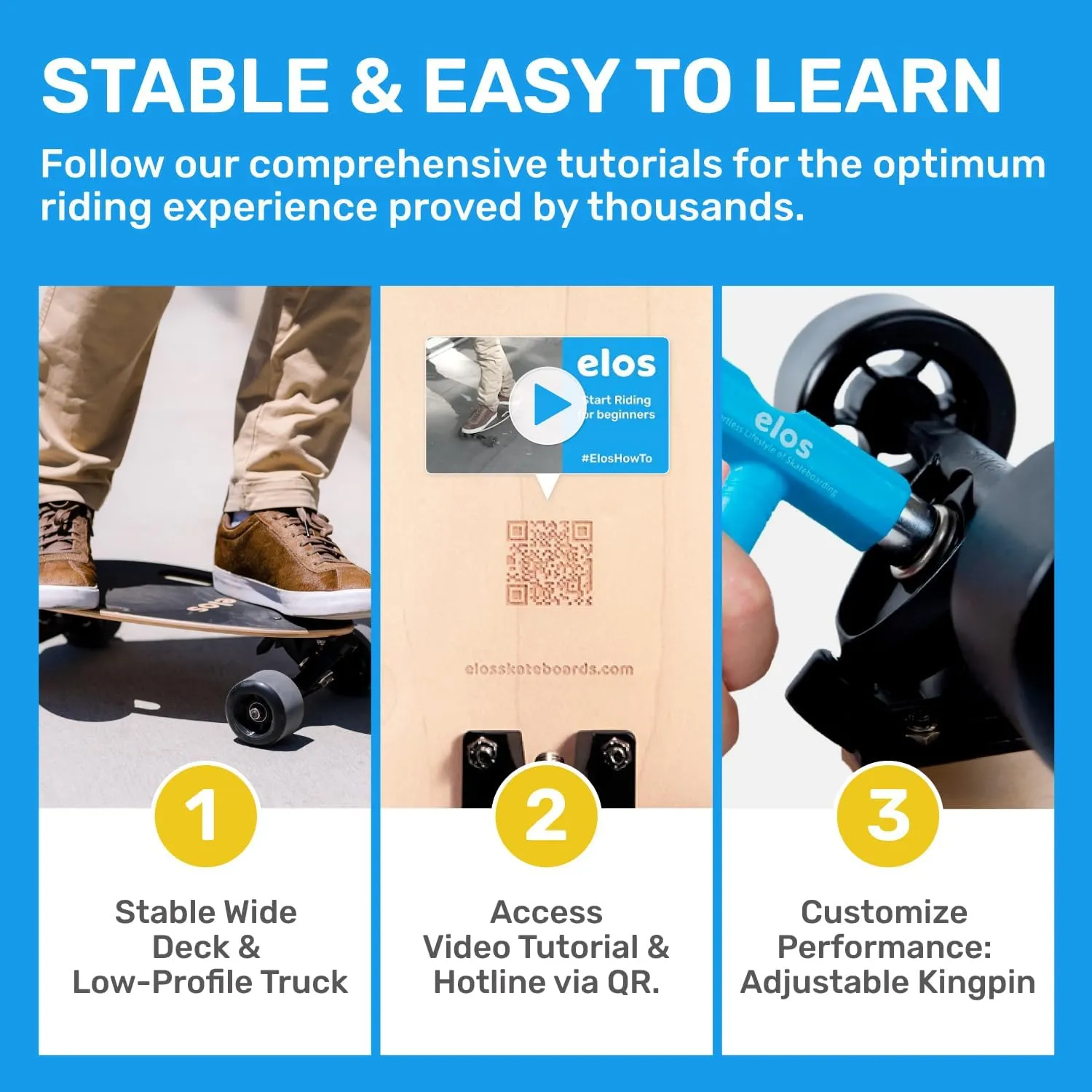 Lightweight$ Portable & Durable Wooden Commuter Cruiser Board. for Beginners & Experienced Riders - Easy to Carry w Handle Elos Mini Longboard Cruiser Skateboards useful - 