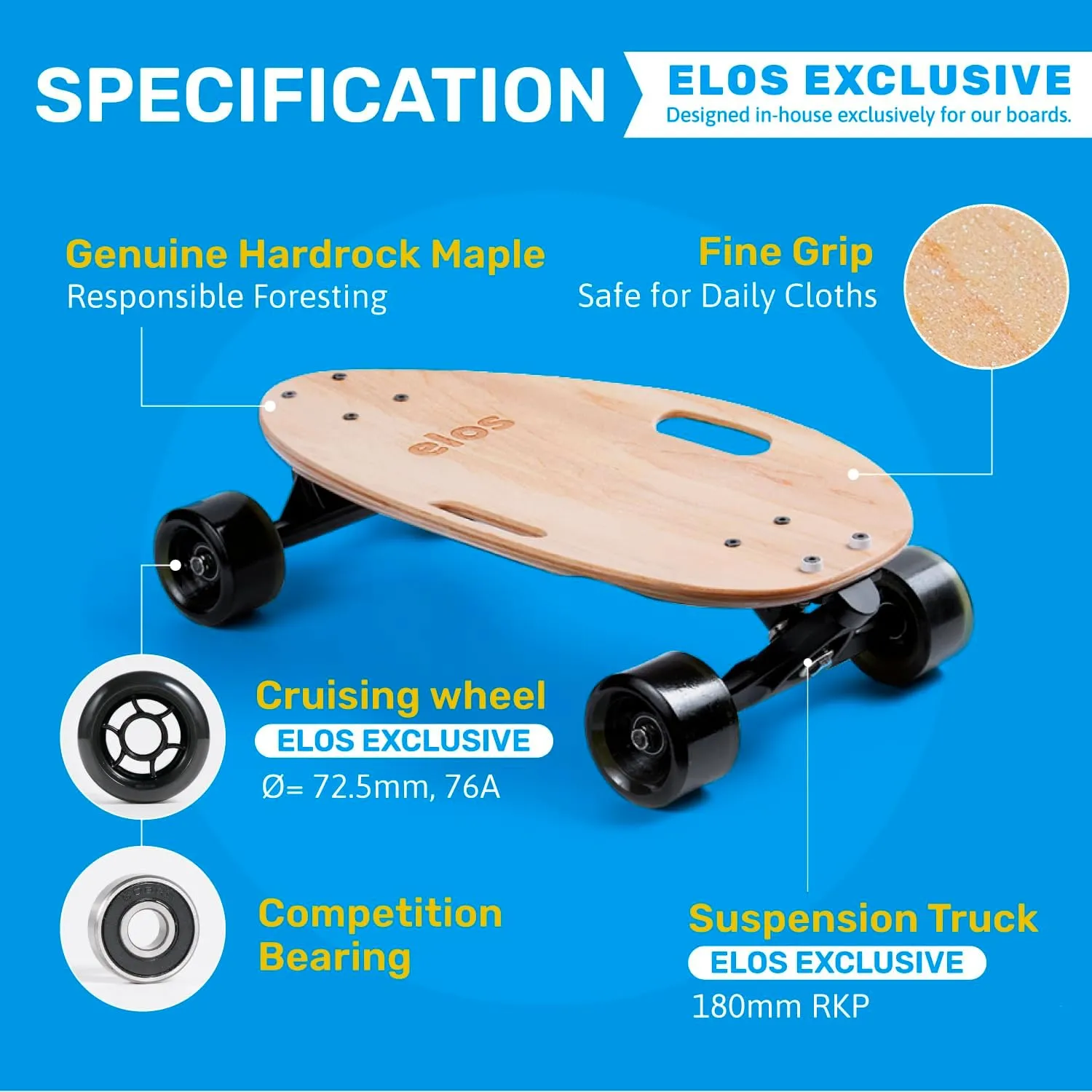 Lightweight$ Portable & Durable Wooden Commuter Cruiser Board. for Beginners & Experienced Riders - Easy to Carry w Handle Elos Mini Longboard Cruiser Skateboards useful - 
