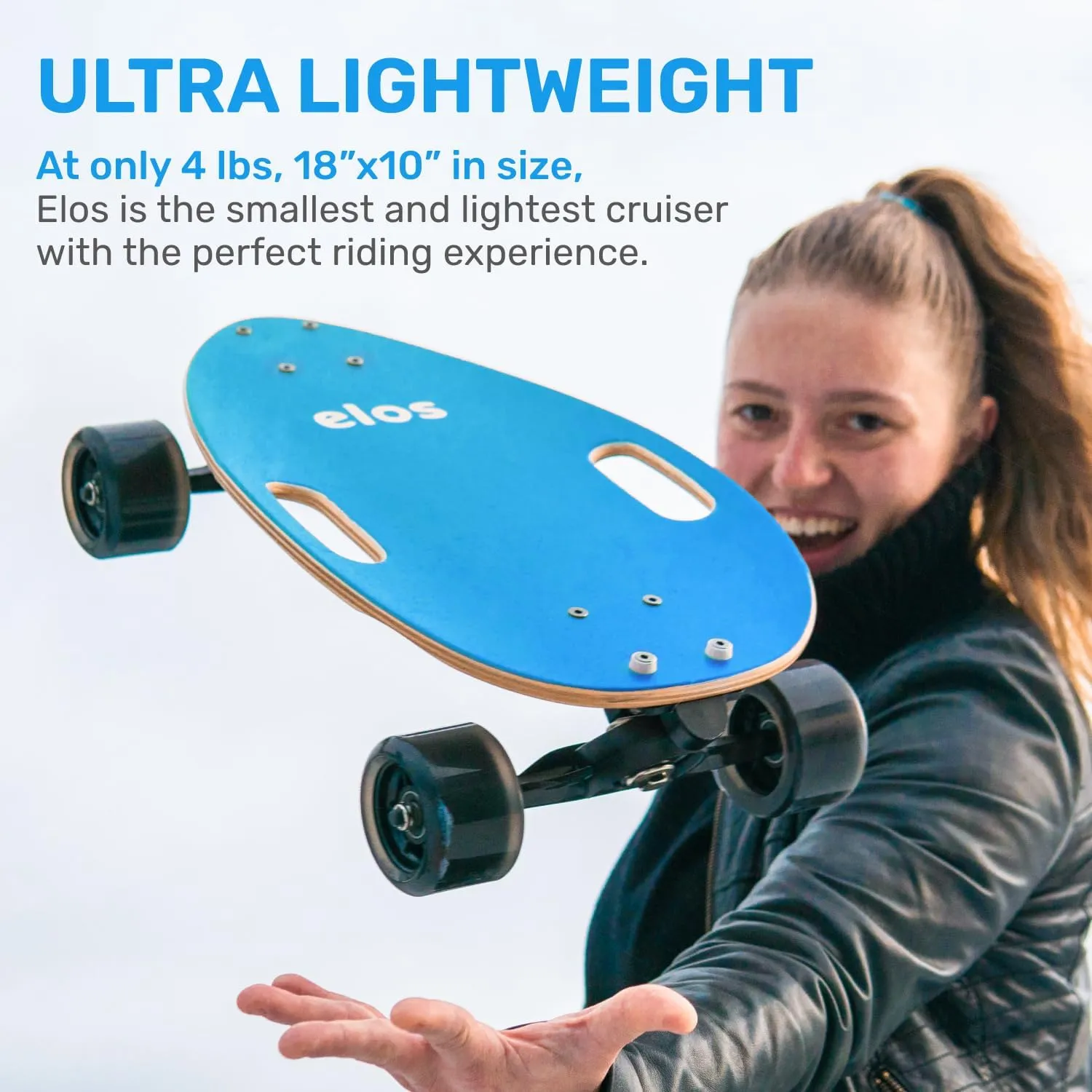 Lightweight$ Portable & Durable Wooden Commuter Cruiser Board. for Beginners & Experienced Riders - Easy to Carry w Handle Elos Mini Longboard Cruiser Skateboards useful - 