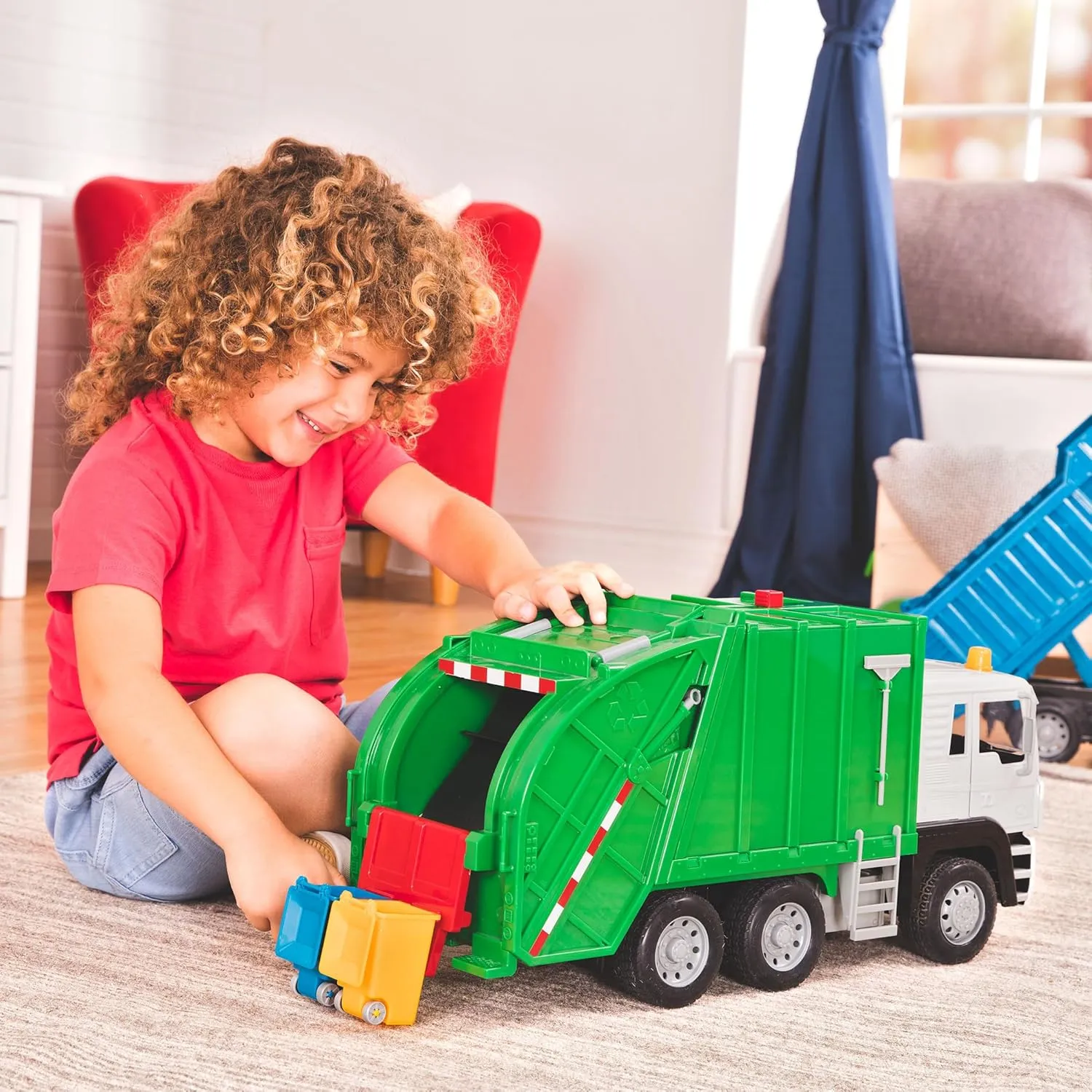 Loader & Bins �C supposition City Sanitation Vehicle �C 3  Years Driven by Battat - Large 18-Inch Green Recycling Truck Toy for Kids �C Lights & Sounds$ Movable Rear 