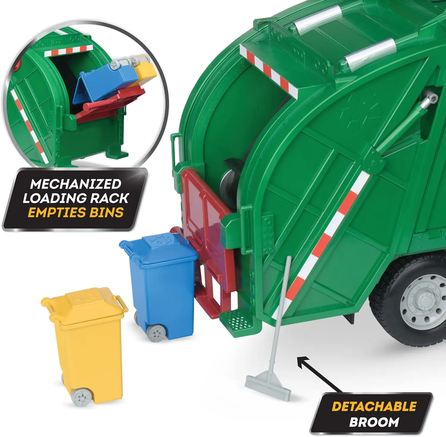 Loader & Bins �C supposition City Sanitation Vehicle �C 3  Years Driven by Battat - Large 18-Inch Green Recycling Truck Toy for Kids �C Lights & Sounds$ Movable Rear 