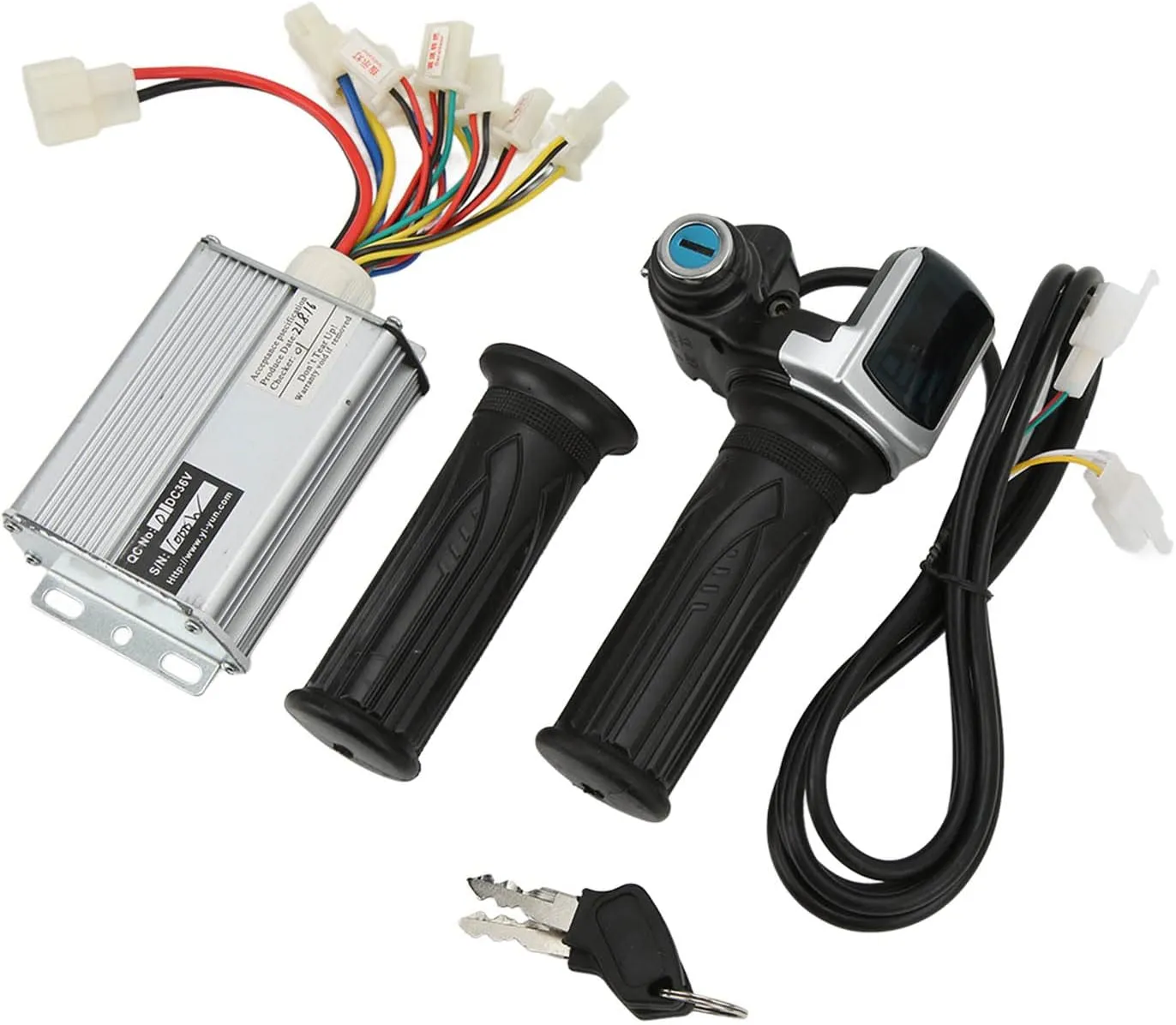 Locking Battery Display Throttle Grip for Mini Bike for East China Motor Brushed Speed Controller, phonetic reluctance enroll 36V 1000W ABS Aluminium Alloy 22mm 0.87in Speed Controller Throttle Grip with 