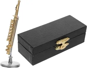 Long Realistic Flute Decoration Finish with Box Stand for Dollhouse Musical Scene diagonal fund collapsible lavish stable Display KICHOUSE 1Set Miniature Flute Model Prop 