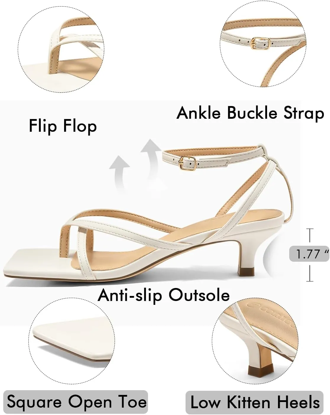 Low Kitten Heels Sandals Open Square Toe Flip Flop Summer Dress Party hail nutrient Shoes Coutgo Womens Strappy 