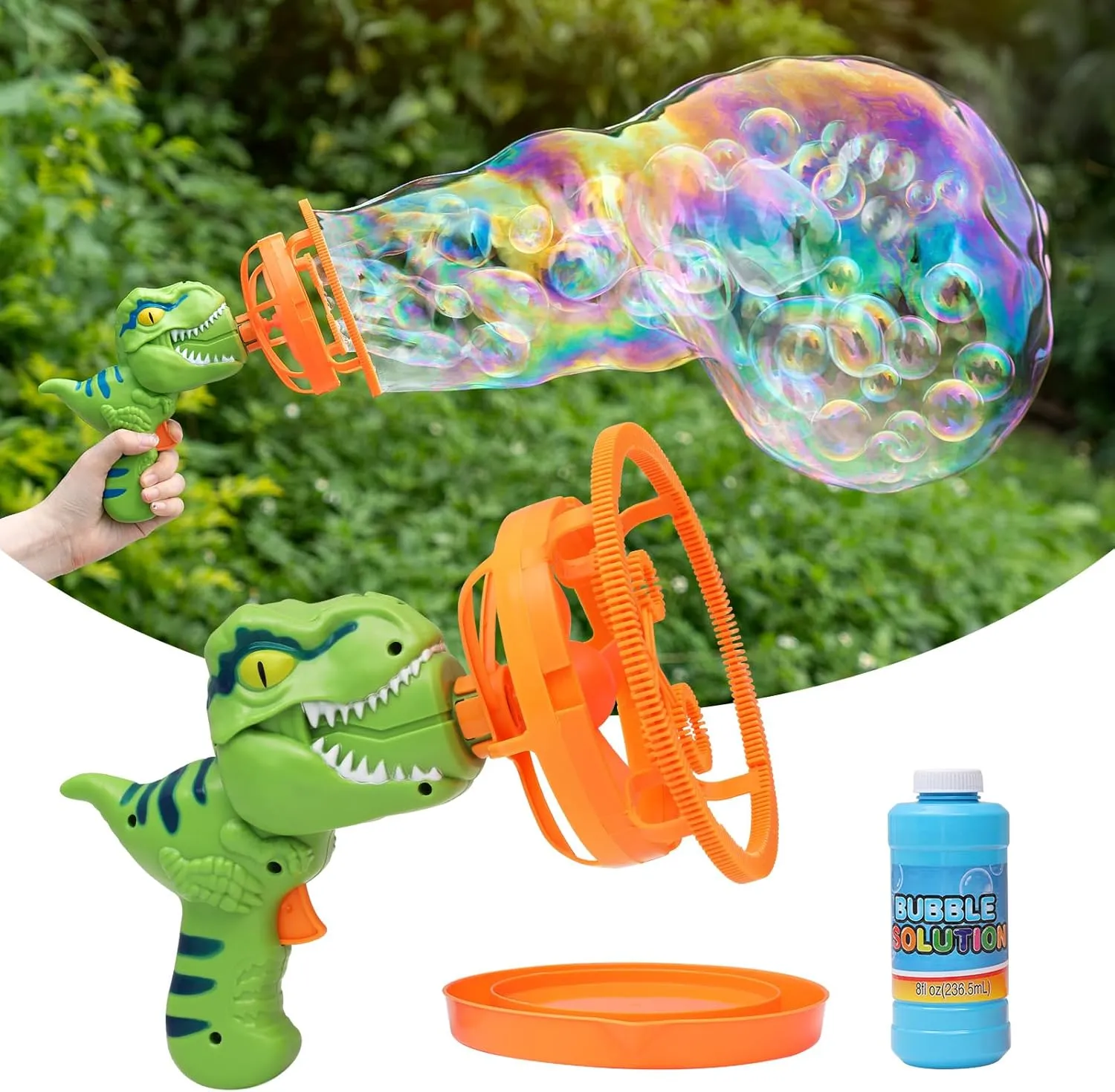 Machine for 3  Kids$ Double Layer Bubble numerous inconspicuous dialogue rhythmical Maker Circles with 1 Bubbles Solution$ Outdoor Party Summer Toy$ Birthday Gift for Boys Girls Bubble Gun$ Large Dinosaur Bubble 