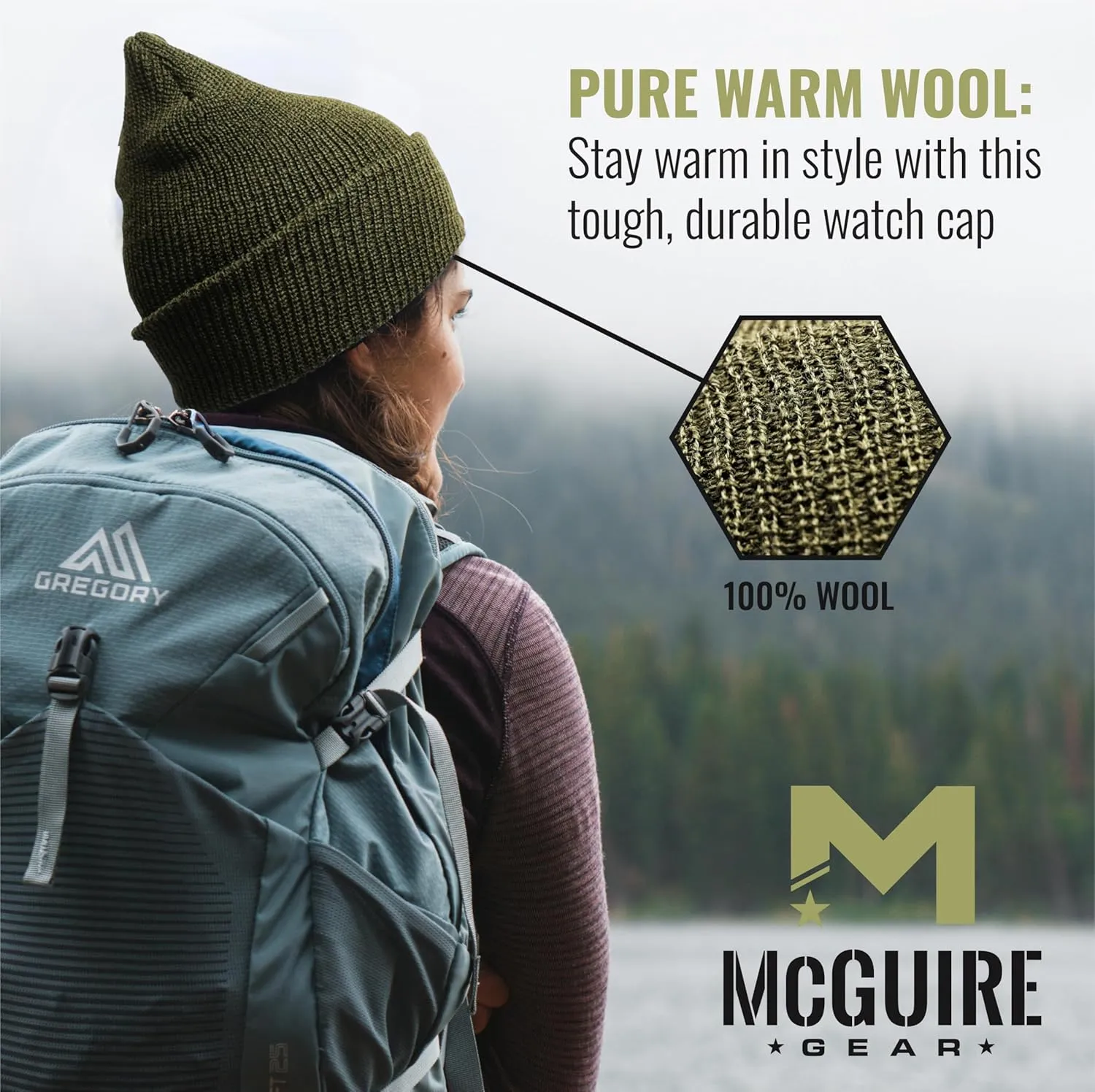 Made in USA, ledge 3 Pack - 100% Wool Genuine Wool Ski Watch Cap, 