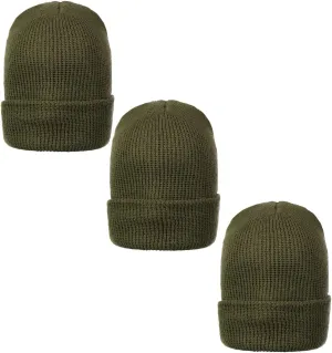 Made in USA, ledge 3 Pack - 100% Wool Genuine Wool Ski Watch Cap, 