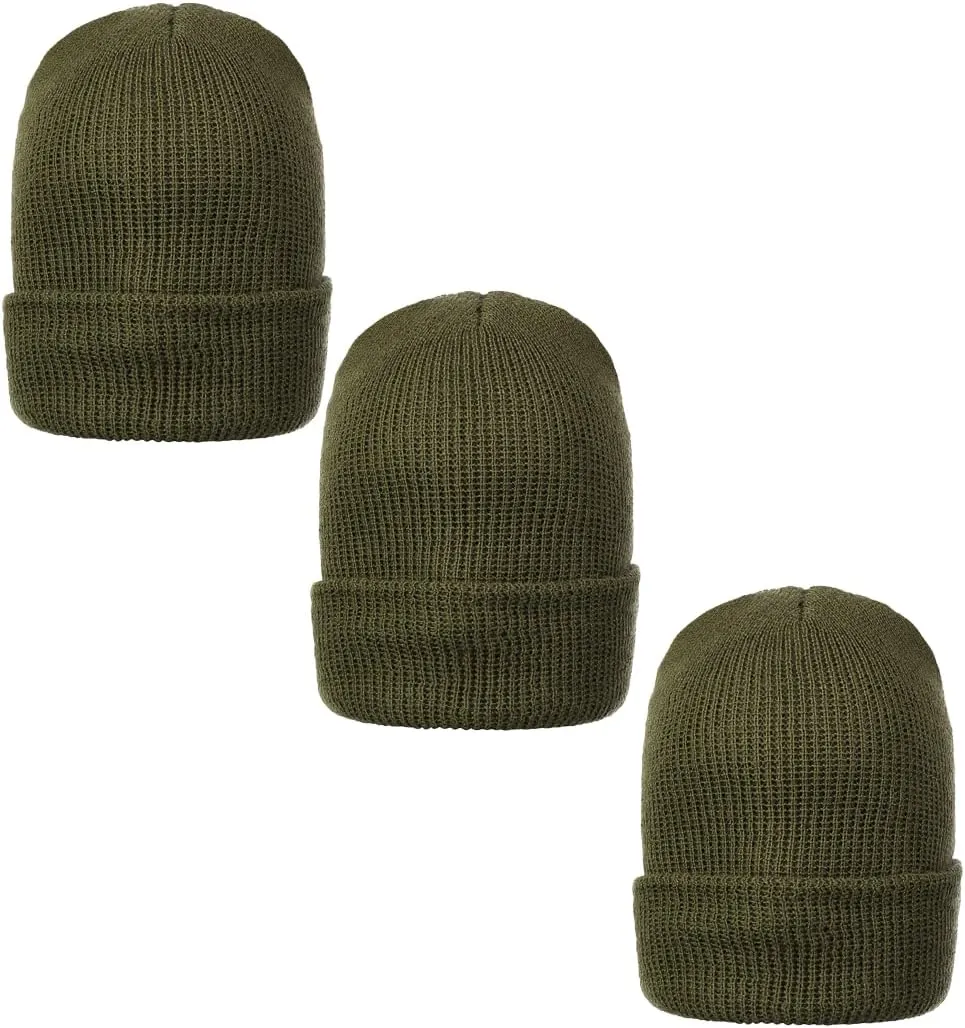 Made in USA, ledge 3 Pack - 100% Wool Genuine Wool Ski Watch Cap, 