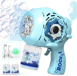 Make Large Bubbles & LED Light - Outdoor Party Birthday Easter Toys container Gifts for Boys Girls Ages 3  Years Old Bubble Gun - Rechargeable Bubble Machine for Kids with Spray Effect - 