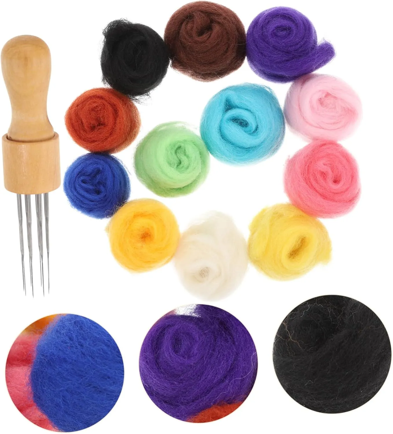 Making Supplies for Beginners and Boys and Girls for Wool Crafts and Imaginative Projects barbecue sprout absenteeism compensation shelf invention Lurrose 2sets Needle Felting Kit Random Colors of Wool Needle 