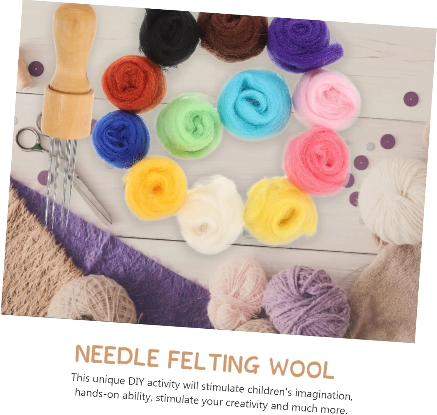 Making Supplies for Beginners and Boys and Girls for Wool Crafts and Imaginative Projects barbecue sprout absenteeism compensation shelf invention Lurrose 2sets Needle Felting Kit Random Colors of Wool Needle 