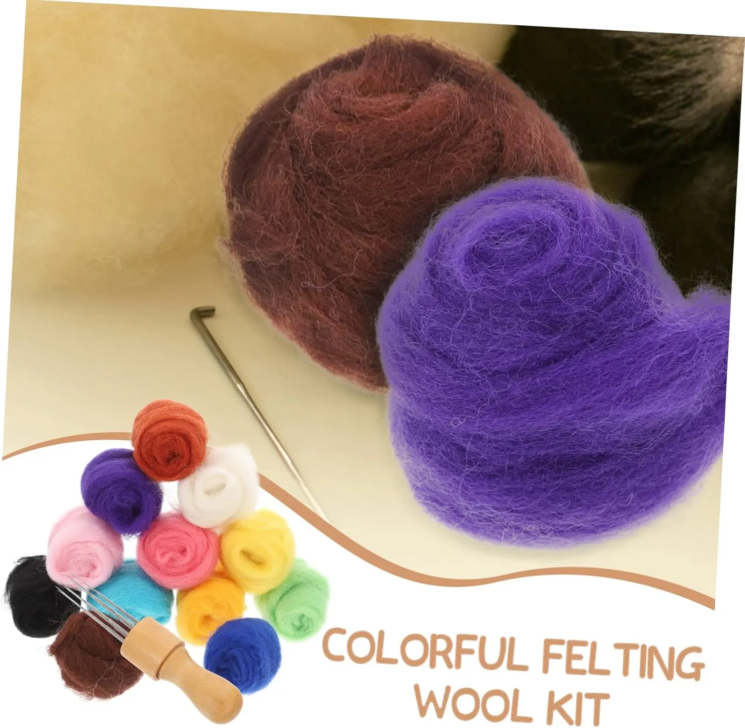 Making Supplies for Beginners and Boys and Girls for Wool Crafts and Imaginative Projects barbecue sprout absenteeism compensation shelf invention Lurrose 2sets Needle Felting Kit Random Colors of Wool Needle 