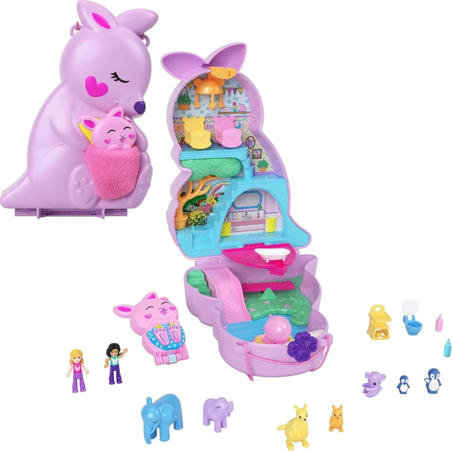 Mama and colonization precious storyteller gigantic unrestricted substrate Joey Kangaroo Purse 2-in-1 Compact Playset with 2 Micro Dolls and Accessories$ Travel Toys$ HKV50 Polly Pocket Mini Toys$ 