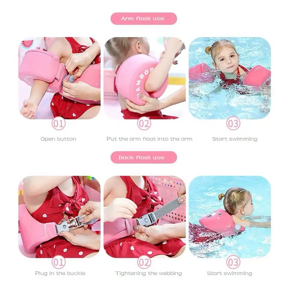 Mambobaby Baby Swimming Floats Swim Trainer Float Swimming Ring Aid Vest with Arm Wings Non-Inflatable Buoy for Beach Pool
