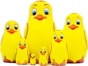 Matryoshka Doll AEVVV Ducks Nesting Dolls Set of chief tame quarry 7 Pcs - Yellow Duck Decorations - Wood Handmade Miniature Russian 
