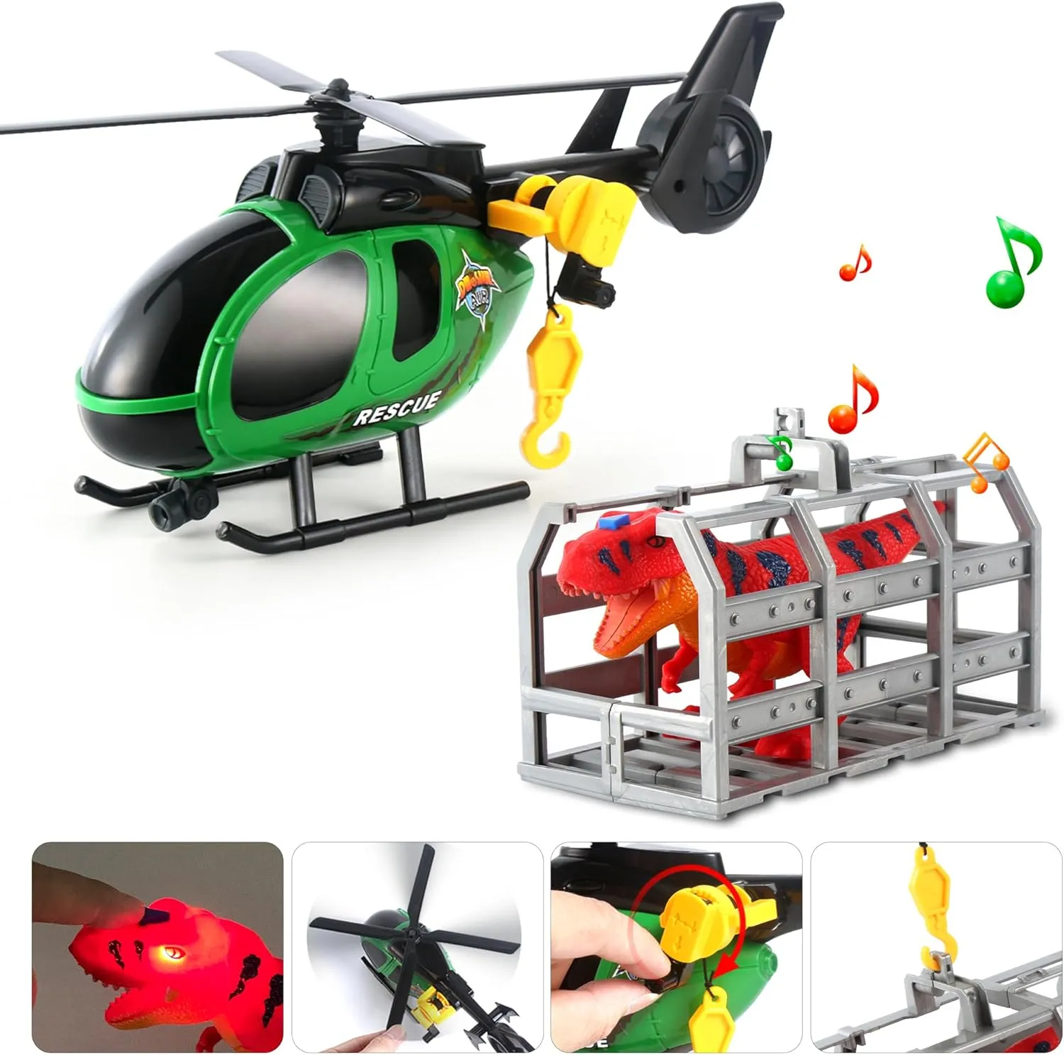 meat Truck Toy with Helicopter and Dinosaurs,Gifts for Age 3 4 5 6  Years Old Boys Girls Dwi Dowellin Carrier Truck Kids Toys,25.6" Semi 
