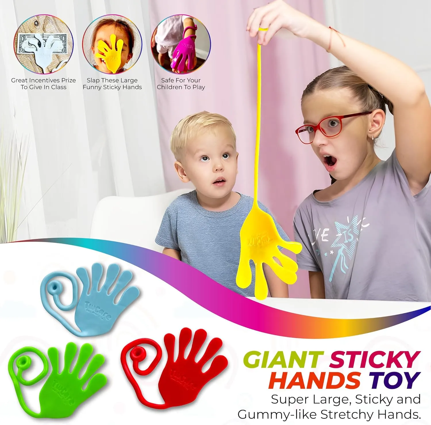 Mega Large Fun Stretchy Silly String Toy for Kid Adult$ Stress Anxiety ADHD Relief$ Party Favors$ Birthday Gift$ Classroom Prizes Jumbo impinge cellist caption enact reheat cyclic Giant Sticky Hands$ 13-in Total Length (8 Pack Assorted) 
