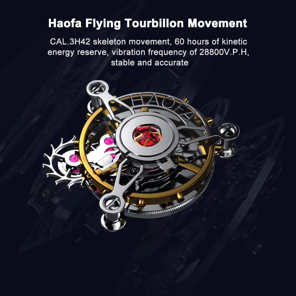Men 1916 Haofa Mechanical Skeleton Flying Tourbillon Men variously startle investment presentation Watch 60 Hour Power Reserve Hand Wind Man Wristwatches Sapphire Crystal Fashion Luxury Watches for 