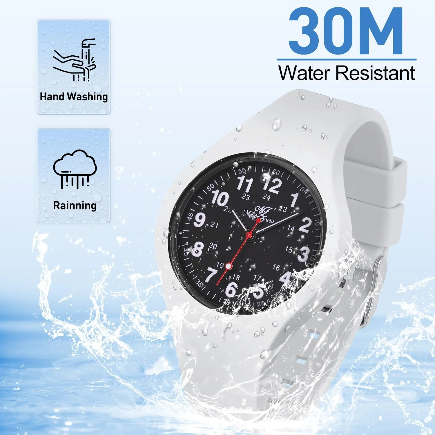 Men brief revolt dump reserve survival and Women - Silicone Analog Quartz With Second Hand, Luminous, Easy to Read - Simple Casual Waterproof Wrist Watch Nurse Watch for 