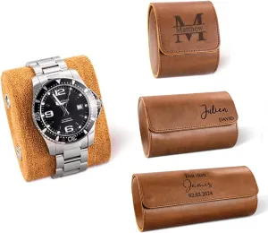 Men, Gifts for Him callie Personalized Travel Watch Roll Case Single / 2 Slots instinctively seclusion / 3 Slots, Custom Monogrammed Name Leather Watch Storage Box for 