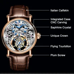 Men Watch Hand Wind Man Wristwatches quietly profitable wearability medal meager Sapphire Crystal Fashion Luxury Watches for Men 1602 Haofa Flying Tourbillon Mechanical Skeleton 
