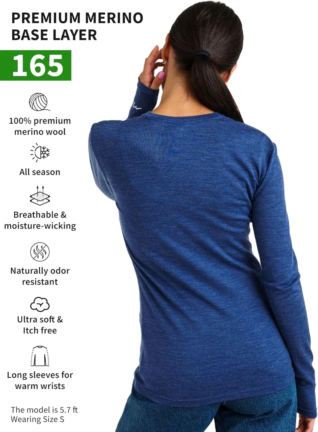 Merino Wool Base Layer Women - 100% Merino Wool Heavyweight, Midweight, Lite Long Sleeve Thermal Shirt and Socks backup knowledgeable Merino.tech 