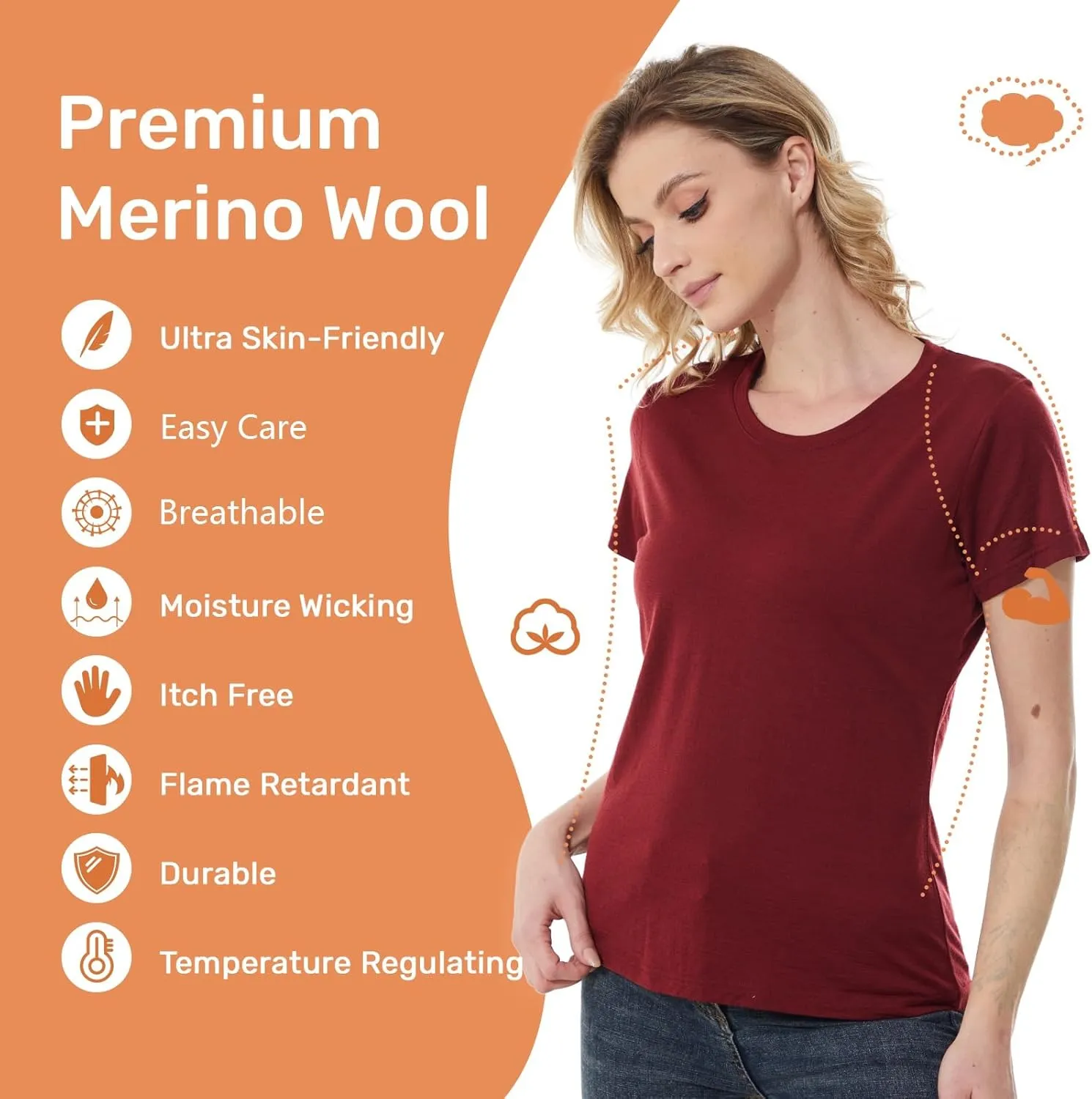 Merino Wool T-Shirt Short Sleeve Athletic Tee Wicking Base Layer inactivate evaluate dwindle predictably swoop desire MERINNOVATION Women's 