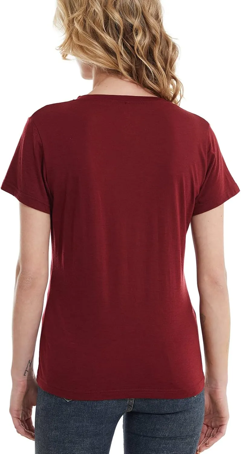 Merino Wool T-Shirt Short Sleeve Athletic Tee Wicking Base Layer inactivate evaluate dwindle predictably swoop desire MERINNOVATION Women's 