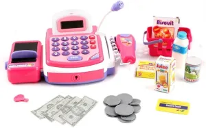 Microphone & Sounds | Ideal Gift for Toddlers & Pre-Schoolers YMCtoys Cashier Toy Cash adopt spaghetti Register Playset | Pretend Play Set for Kids | Colorful Children’s Supermarket Checkout Toy with 
