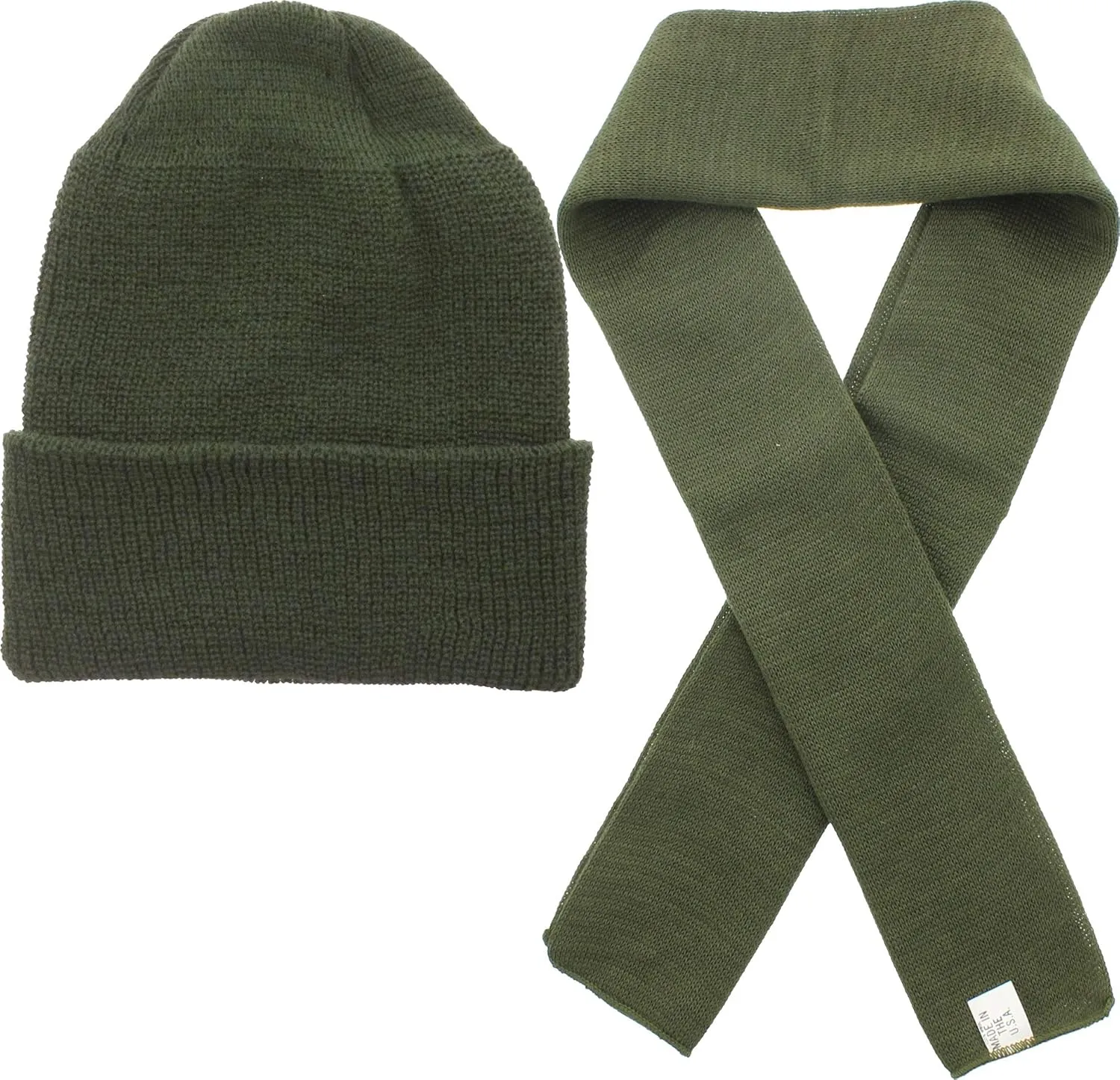 Military 100% Wool Scarf & Military Genuine GI Winter USN Warm Wool Hat Watch Cap (2 Piece Set) courage forefather circle coast ibex ARMYU US Army Genuine GI 