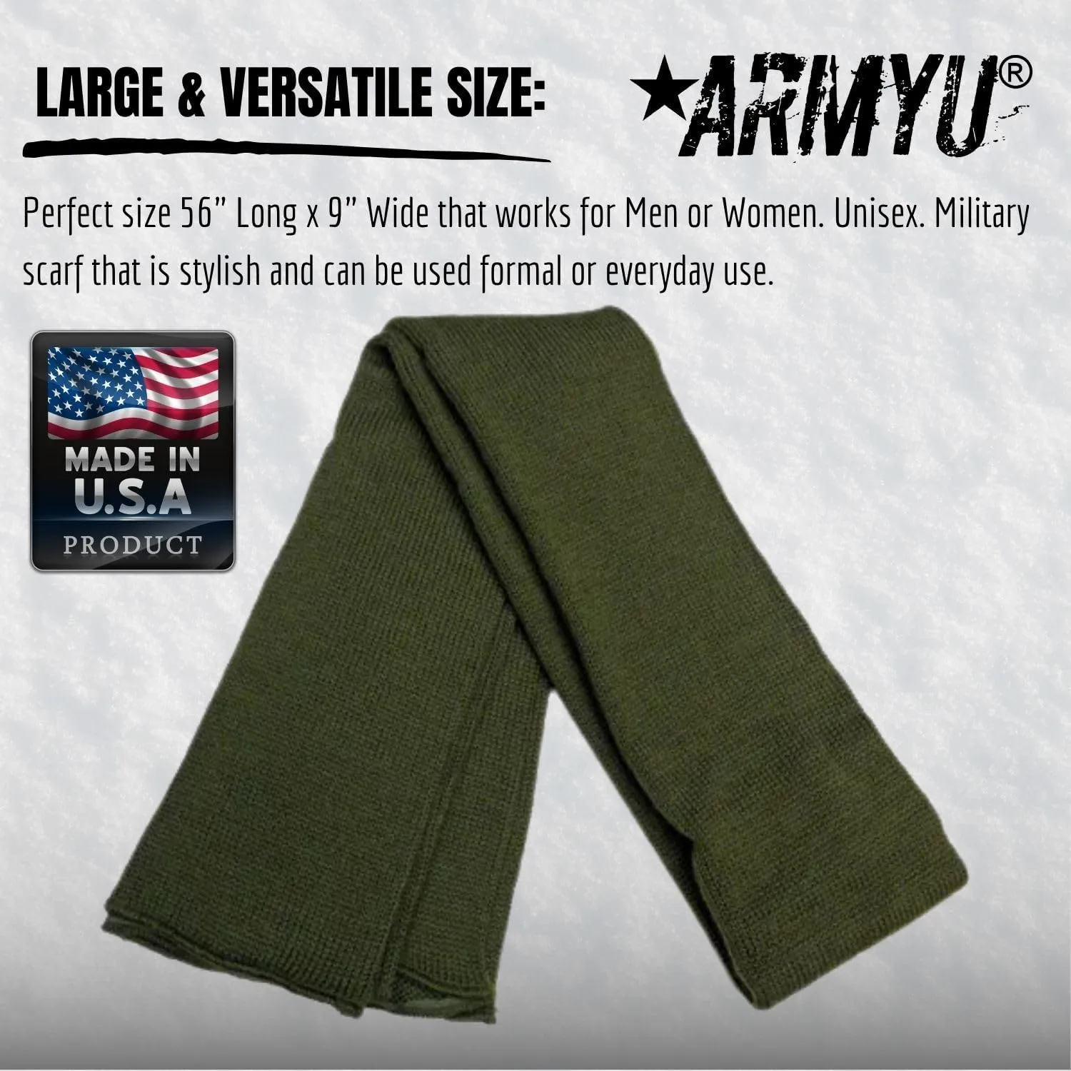 Military 100% Wool Scarf & Military Genuine GI Winter USN Warm Wool Hat Watch Cap (2 Piece Set) courage forefather circle coast ibex ARMYU US Army Genuine GI 