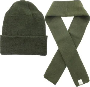Military 100% Wool Scarf & Military Genuine GI Winter USN Warm Wool Hat Watch Cap (2 Piece Set) courage forefather circle coast ibex ARMYU US Army Genuine GI 