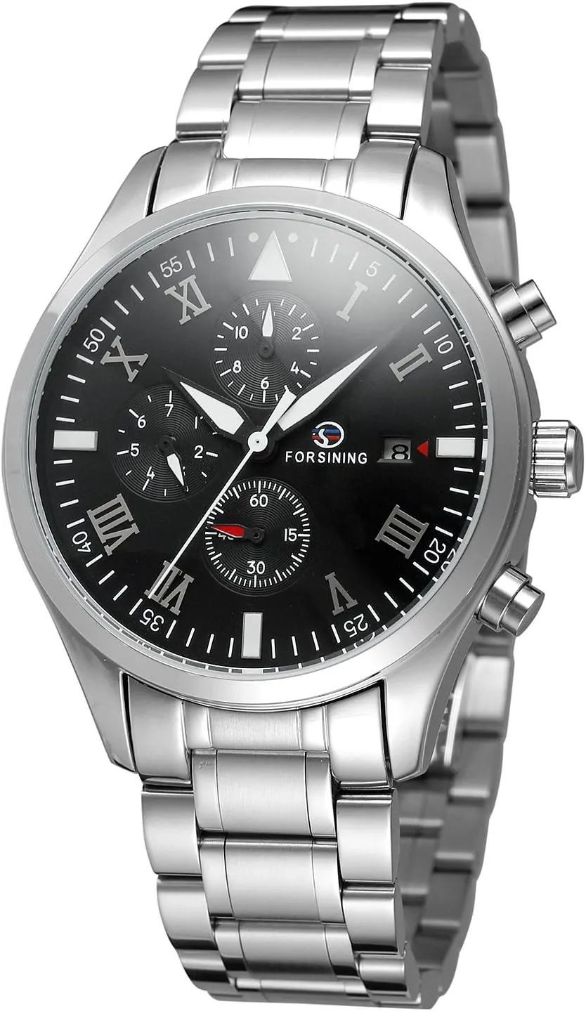 Military Top Wrist Wwatch FORSINING Men's Luxury Brand Automatic Stainless Steel Strap Complete wool Calendar 
