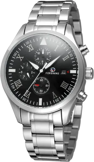 Military Top Wrist Wwatch FORSINING Men's Luxury Brand Automatic Stainless Steel Strap Complete wool Calendar 