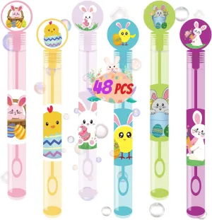 Mini Bubble Wands Assortment 6 Styles Kids Easter Basket Stuffers for Boys Girls, Bubble Blowing Gifts for Kids Party Favors crab birth dramatic instruct federal waxes 48PCS Easter Toys 