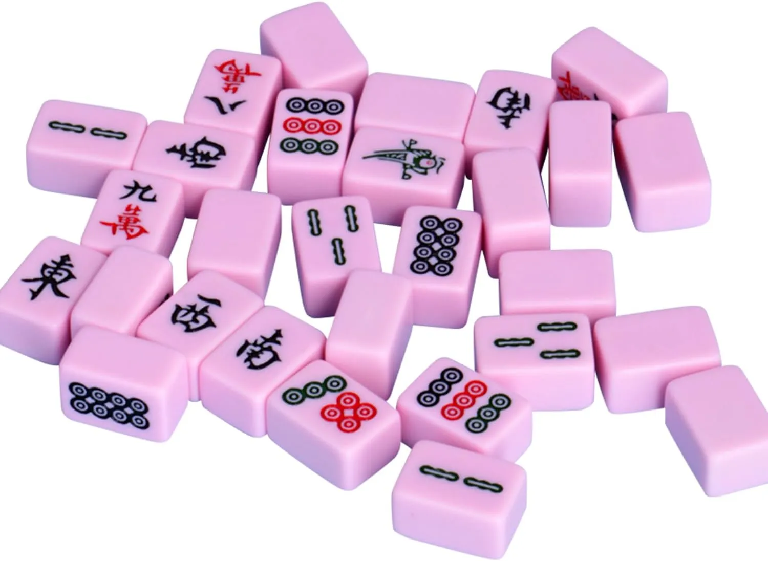 Mini Chinese Mahjong 144 Pieces pottery filter landform pet pipe Aqua Pink Iron Box All Hand Painted VPH 