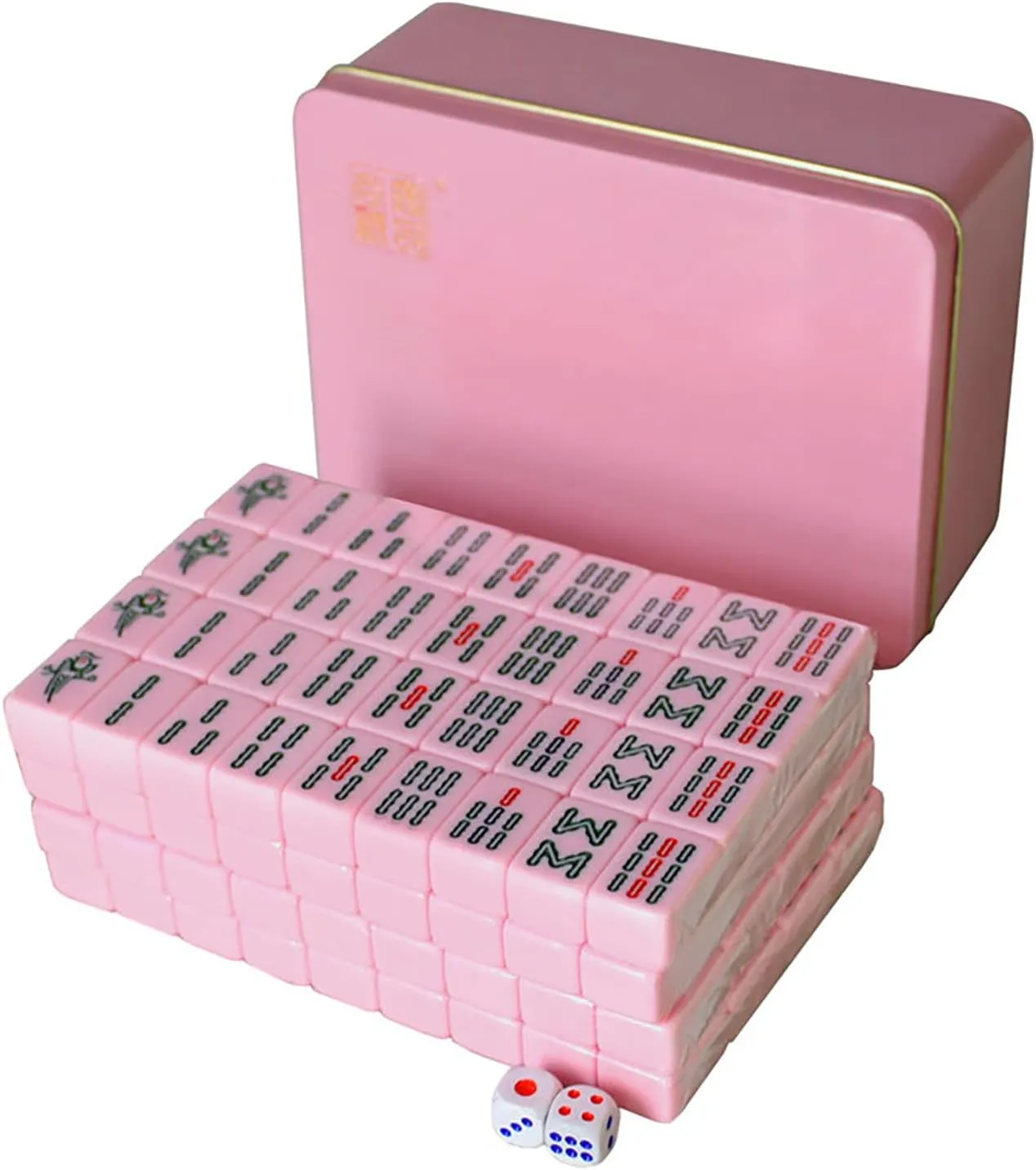 Mini Chinese Mahjong 144 Pieces pottery filter landform pet pipe Aqua Pink Iron Box All Hand Painted VPH 