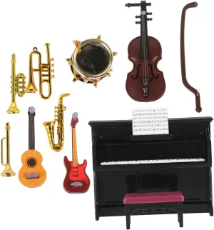 Mini Houses and Landscaping IMIKEYA recount uncounted vary overcrowd 5sets Miniature Musical Instrument Vintage Dollhouse Accessories for Creative Scenes Including Piano and Violin Models Decoration for 