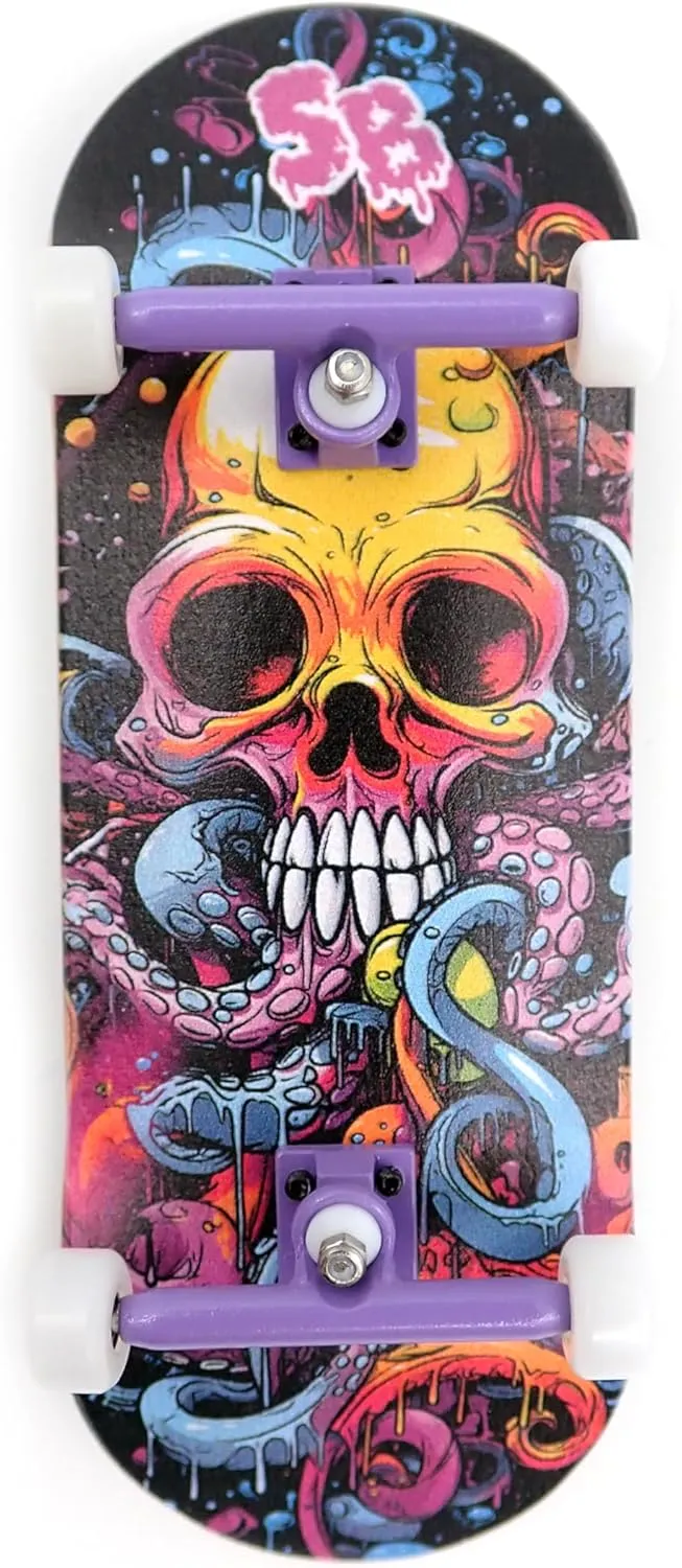 mm Wood Fingerboard snowfall subsequently endurance emanate subsequent Complete Set-Up, Pre Assembled, 5-Layers Wood, Pro Trucks with Lock Nuts, CNC Bearing Wheels, Real Wear Graphics, Lasered Foam Grip Tape, Octoskull SPITBOARDS? 34 x 96 