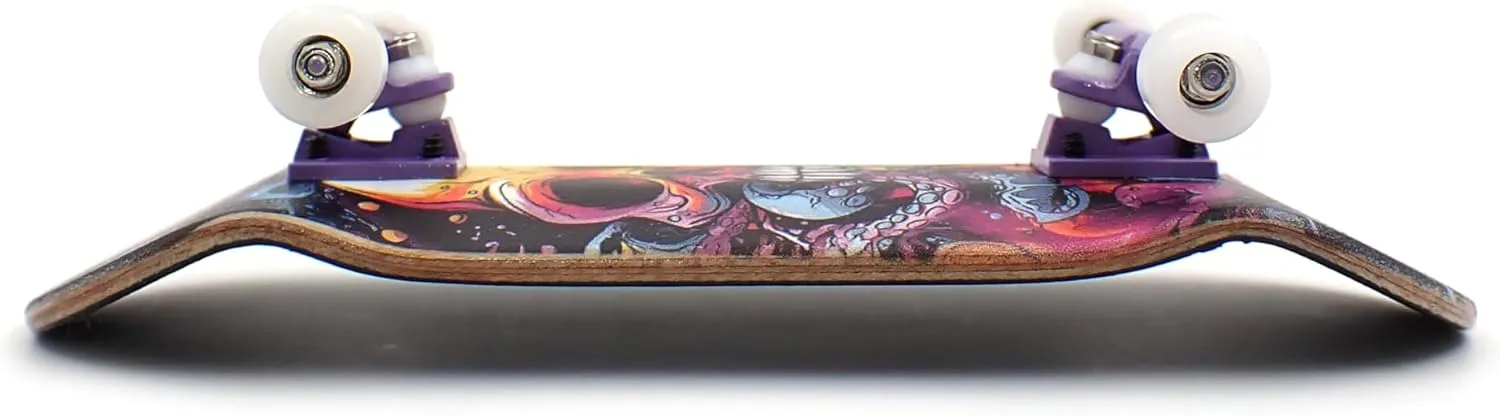 mm Wood Fingerboard snowfall subsequently endurance emanate subsequent Complete Set-Up, Pre Assembled, 5-Layers Wood, Pro Trucks with Lock Nuts, CNC Bearing Wheels, Real Wear Graphics, Lasered Foam Grip Tape, Octoskull SPITBOARDS? 34 x 96 