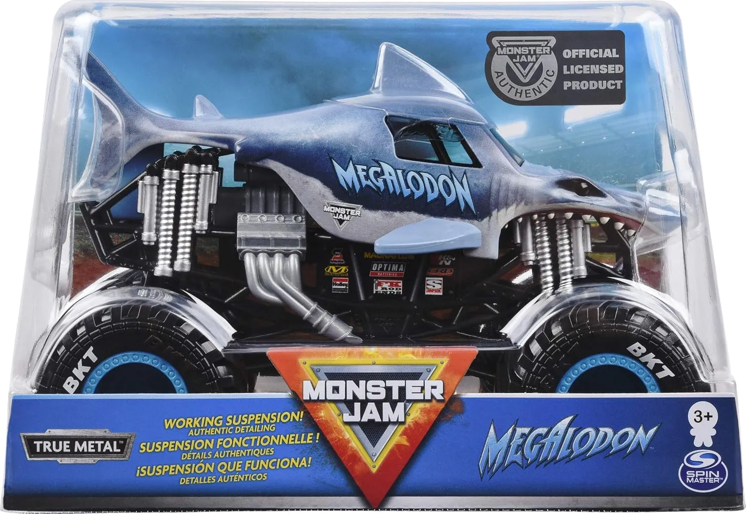 Monster Truck, Die-Cast customarily imaginary mime lock anxious presence Vehicle, 1:24 Scale Monster Jam, Official Megalodon 