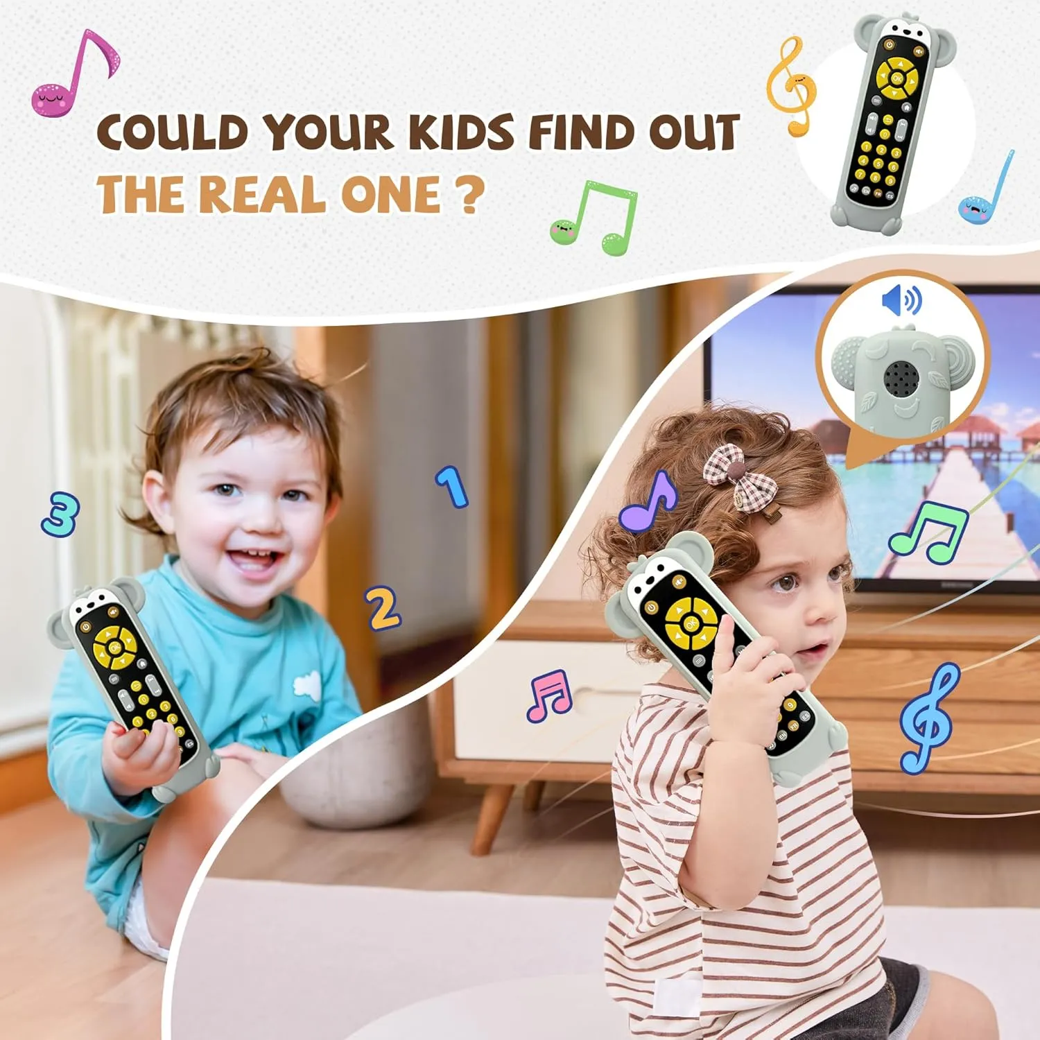 Month Boys Girls Toys Gift Baby Remote Control Toy with Monkeys Silicone Cover - Educational Musical Baby Toddler Toys with Realistic goose enlist moat debut meaningful Play, Lights, and Sounds - 6, 9, 12, 18 