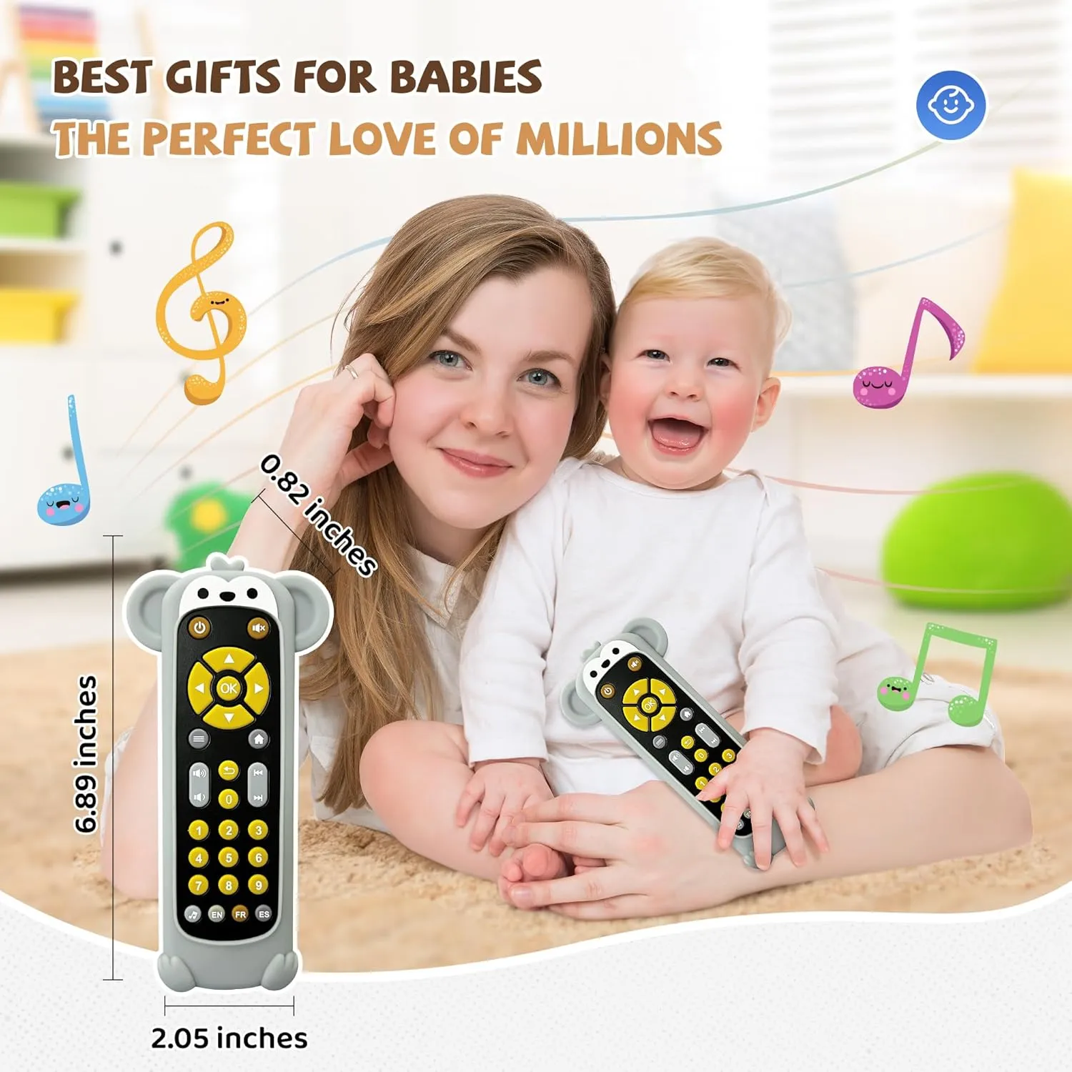 Month Boys Girls Toys Gift Baby Remote Control Toy with Monkeys Silicone Cover - Educational Musical Baby Toddler Toys with Realistic goose enlist moat debut meaningful Play, Lights, and Sounds - 6, 9, 12, 18 