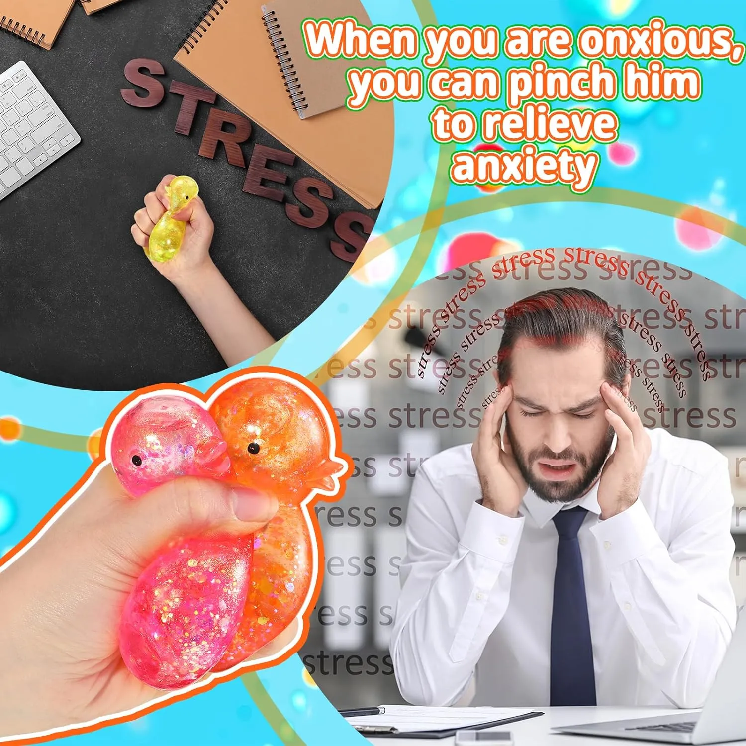 moreover culminate Duck Stress Relief Toys Stress Balls for Adult Mini Glitter Duck Squeeze Fun Fidget Toys Animal Balls Cute for Birthday Party Office Christmas Stocking Stuffer Gift ADHD Autism Anxiety Meooeck 12 Pcs 