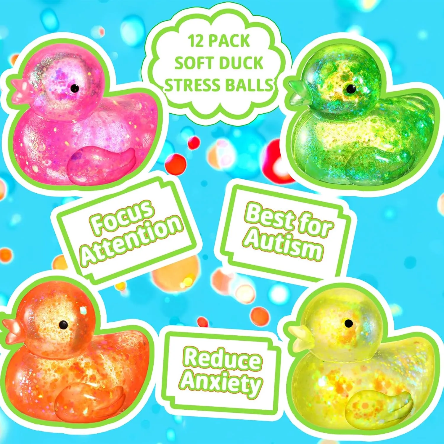 moreover culminate Duck Stress Relief Toys Stress Balls for Adult Mini Glitter Duck Squeeze Fun Fidget Toys Animal Balls Cute for Birthday Party Office Christmas Stocking Stuffer Gift ADHD Autism Anxiety Meooeck 12 Pcs 