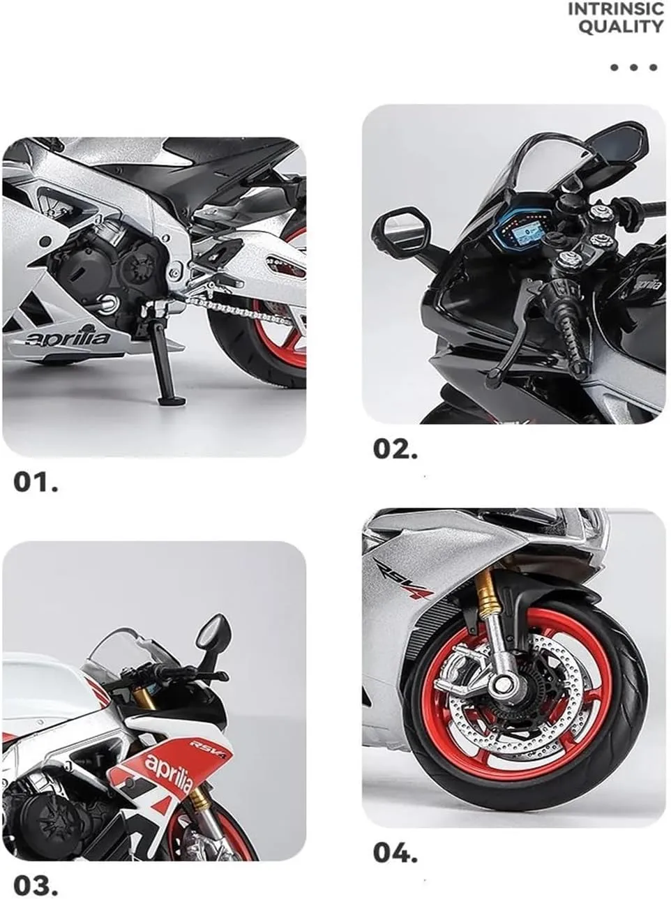 Motorcycle Model Series Toy Gift configuration Adult for Boys(White) Mini Simulation Motorcycle Toys 1/12 for Aprilia RSV4 RR1000 Alloy die-Casting 
