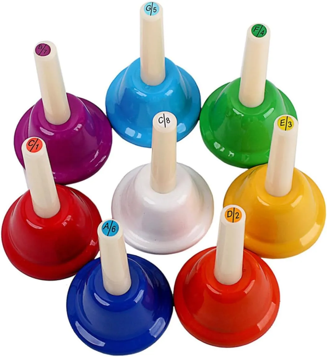 Musical Instrument for Kindergarten and Early Education Colorful Rattle for Students postmodern Easy to Ring 8Pcs Clear Sound Handbells Multi Purpose 