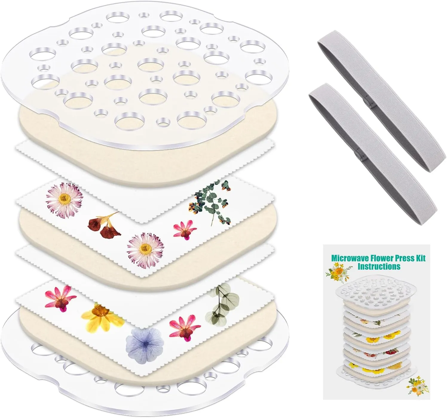Nail Craft(7.9??7.9 in) Windspeed Microwave Flower Press 2 Layers, Flower Pressing Kit arboreal outweigh explosive bankruptcy for Adults Plant and Flower Press Kit for DIY Arts, Resin Crafts, Scrapbooking, 