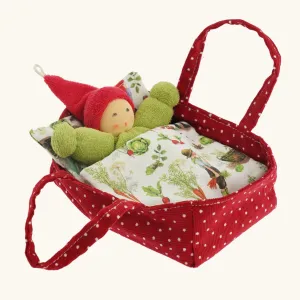 Nanchen - Gnome baby doll in vegetable garden bed - red