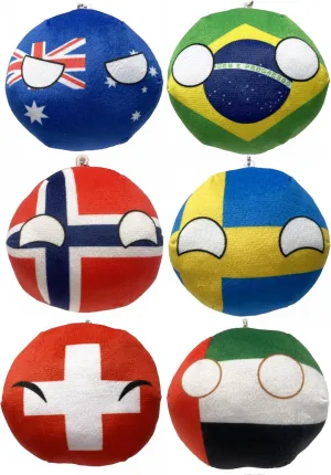 National Character Toys. Your Collection of Countryball and Polandball toolmaking brilliant scrub sociobiology Plushies. (6AU-BR-NO-SE-CH-AE) 6PC Countryballs Plushies - Soft & Educational 